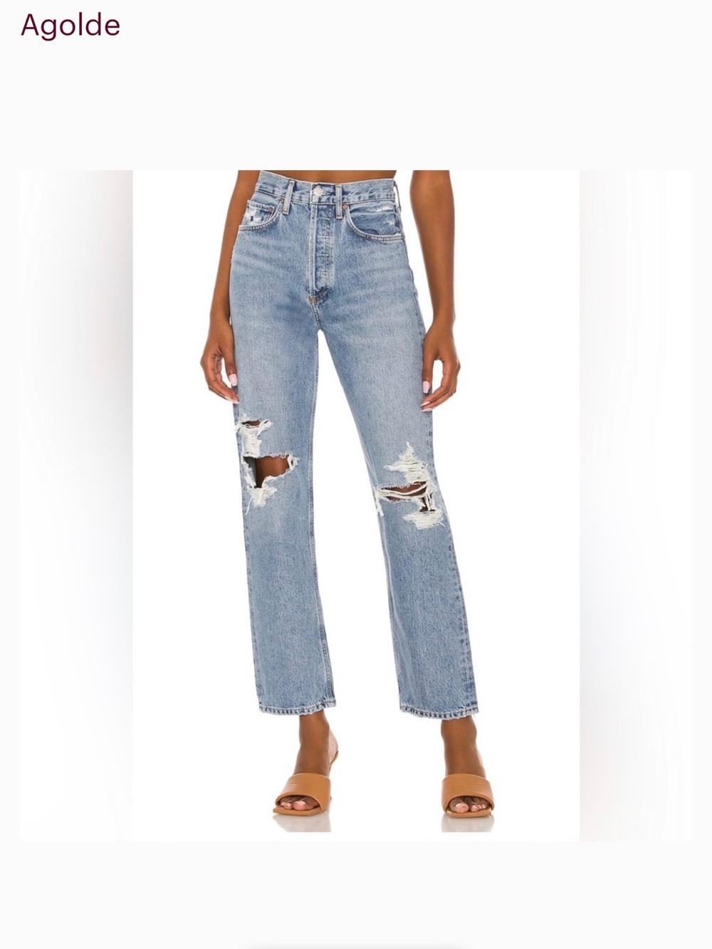 Agolde Women’s 90s Mid Rise Loose in Wander Distressed in Wander size 24